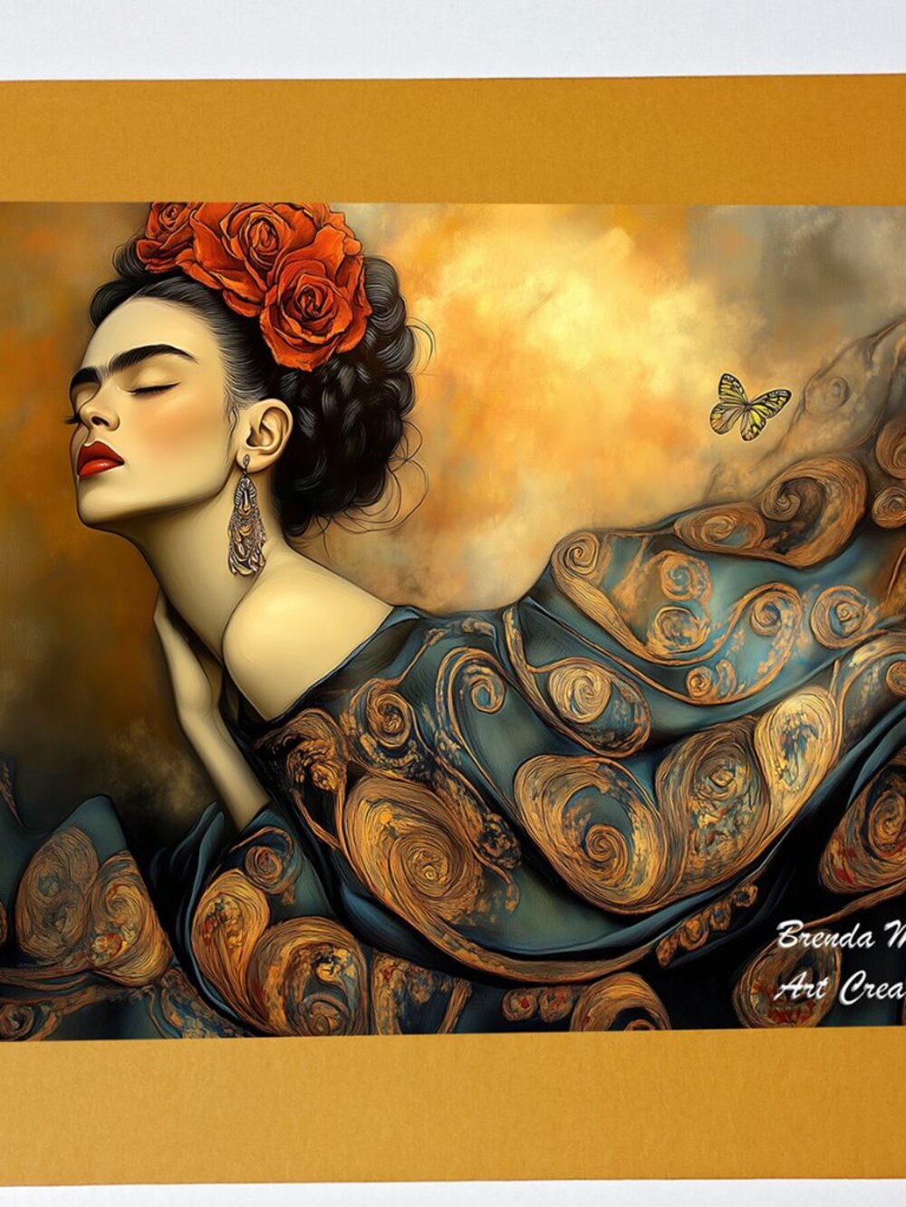 Frida Kahlo Portrait 1  5x7 print matted to fit 8x10 frame size